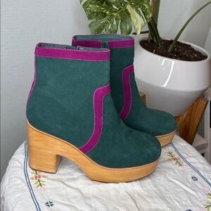RARE sold out new Charlotte Stone Paz Clog Boot teal green suede ankle 11